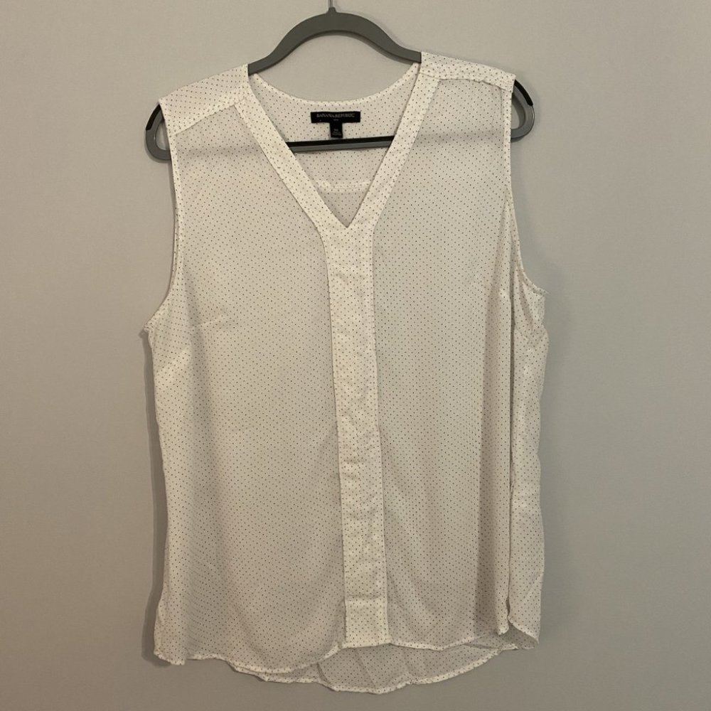 Banana Republic White and Black Blouse